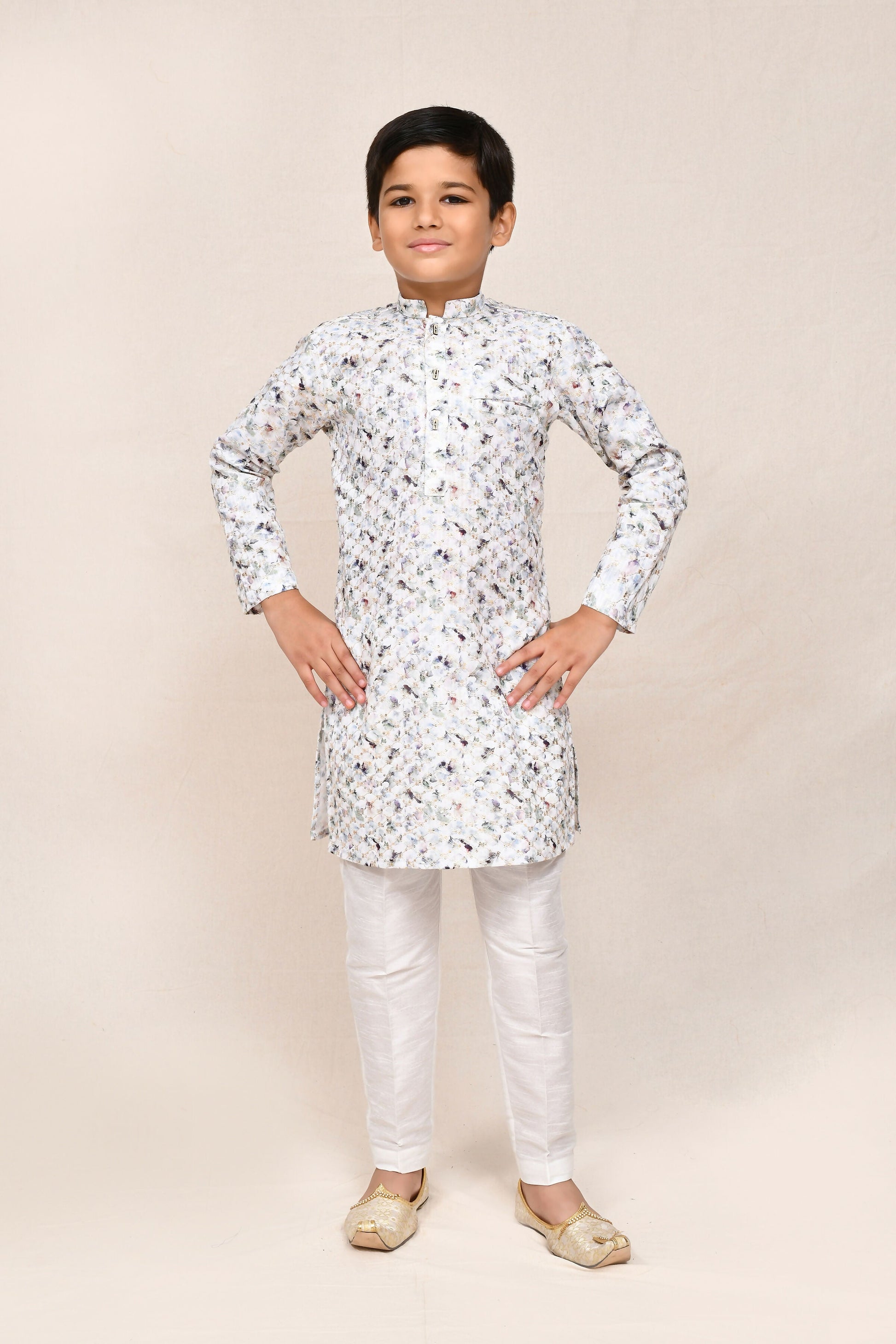 Joban Fashion Cotton White Kurta With Straight Fit Pant