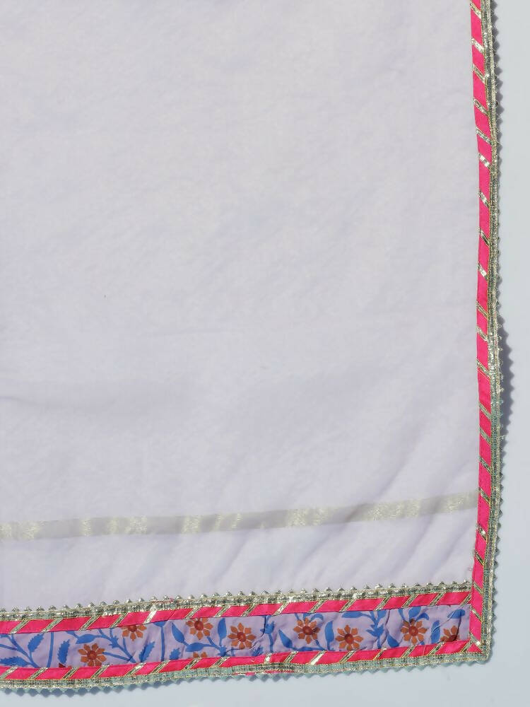 Myshka Women Lavender Printed Kurta & Trousers With Dupatta