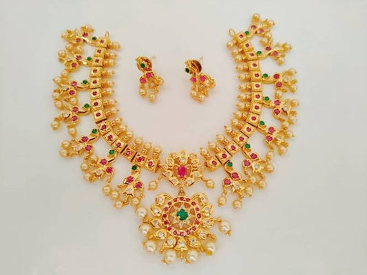 Multicolor Guttapusalu Necklace Set