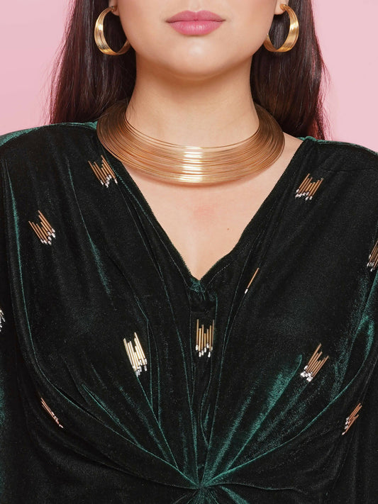 Women Republic Green Velvet Hand Embellished Gown - Grab2buy