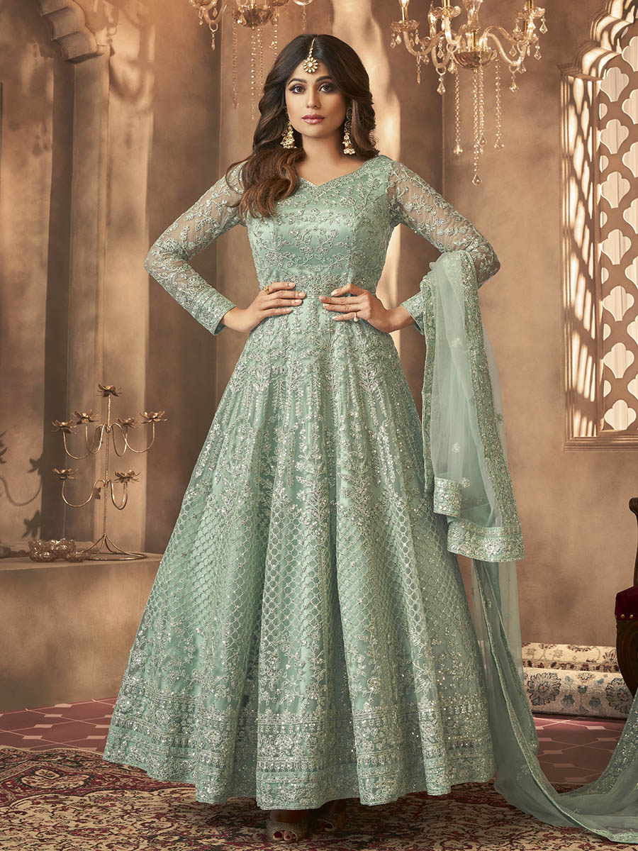 Myra Sea Green Heavy Embroidered Anarkali Suit 