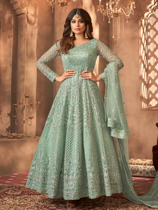 Myra Sea Green Heavy Embroidered Anarkali Suit 