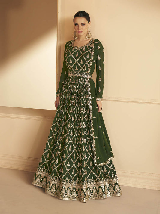 Myra Mehendi Georgette Embroidered Designer Suit 