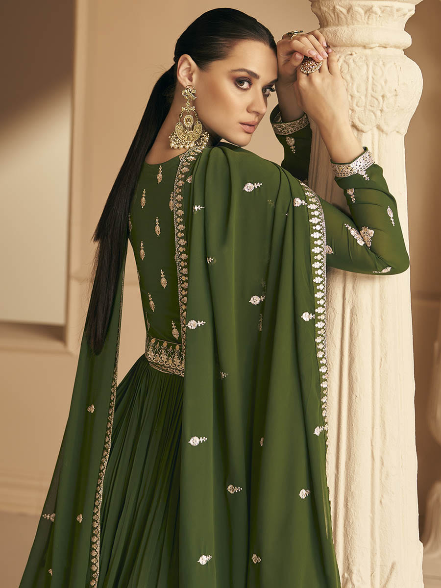 Myra Mehendi Georgette Embroidered Designer Suit 