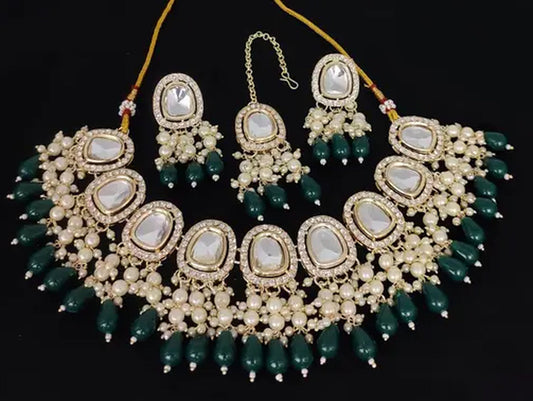 Jewel City exquisite handcrafted Kundan choker necklace set | Grab2Buy