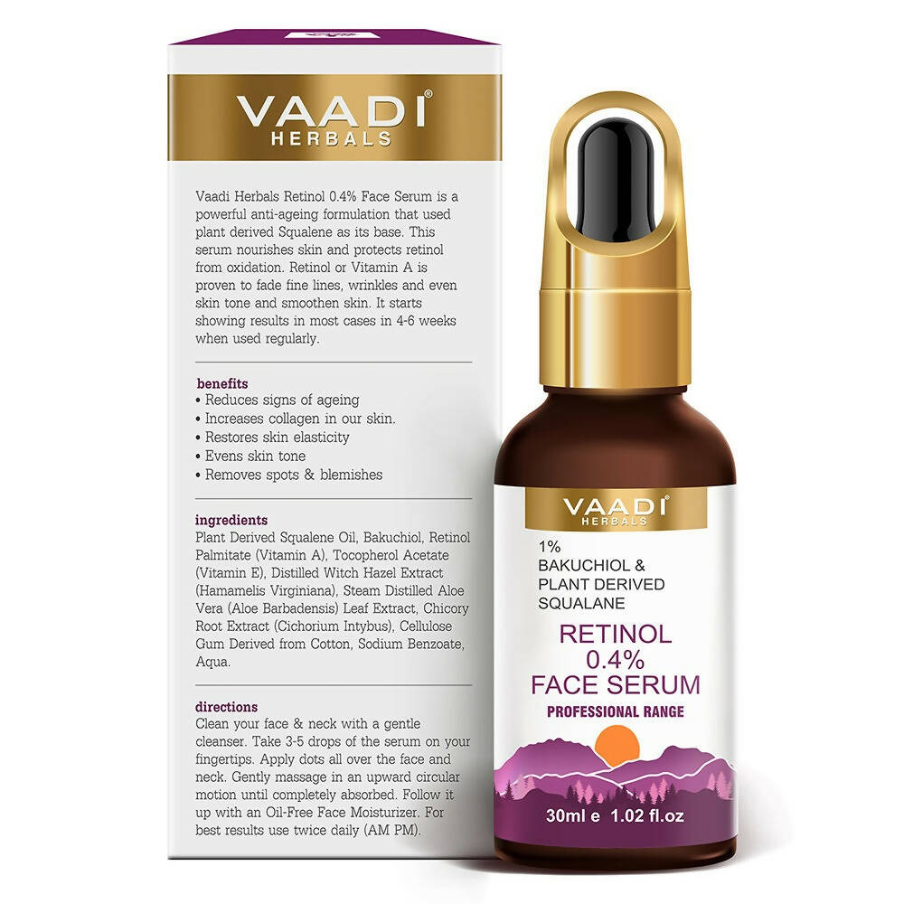 Vaadi Herbals Retinol 0.4% Face Serum With 1% Baluchiol & Plant Derived Squalane  Grab2Buy Vaadi Herbals Grab2Buy