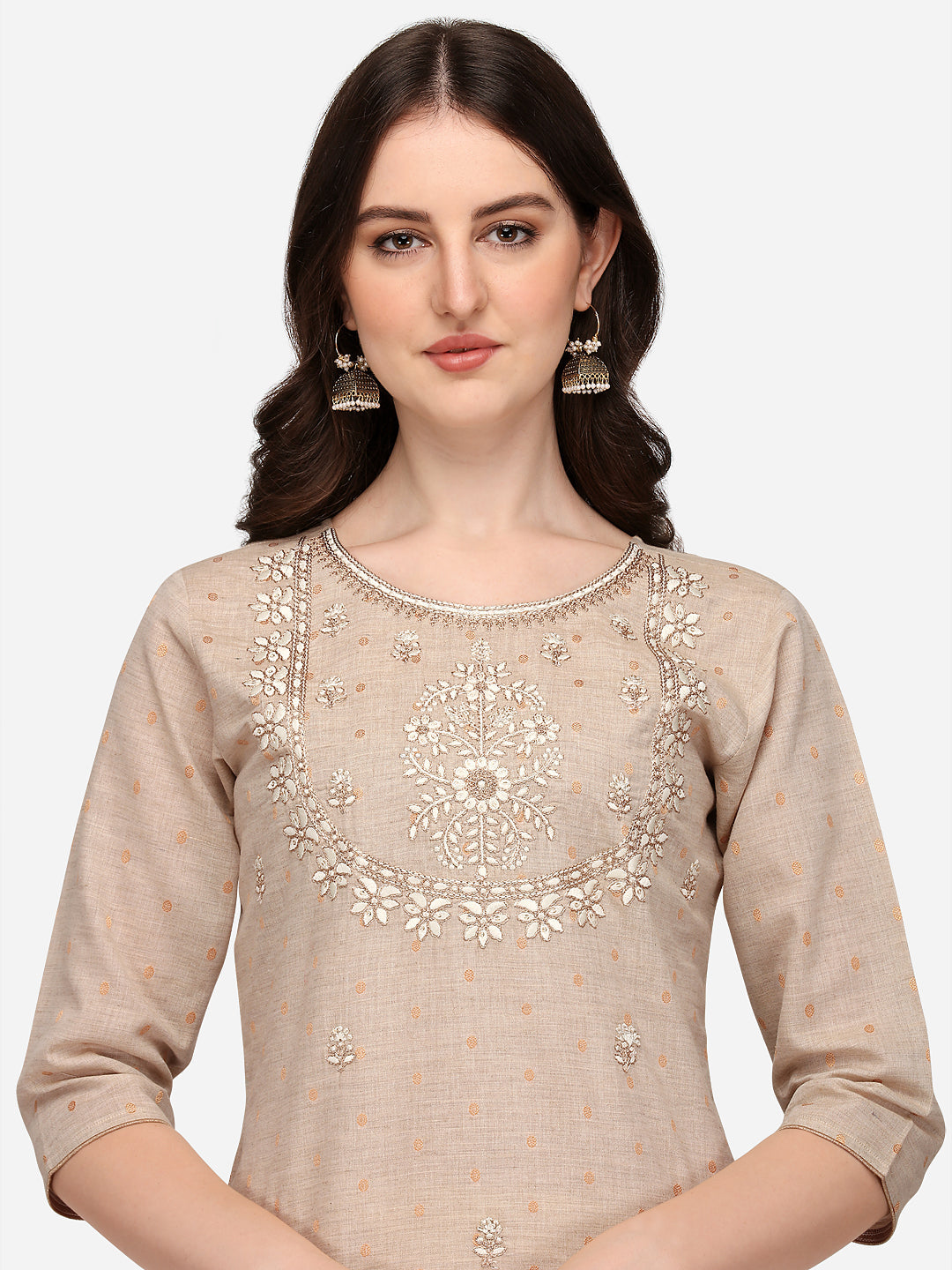 Embroidered Kurta With Pant & Dupatta Set, Multicolor - Hiral Fashion