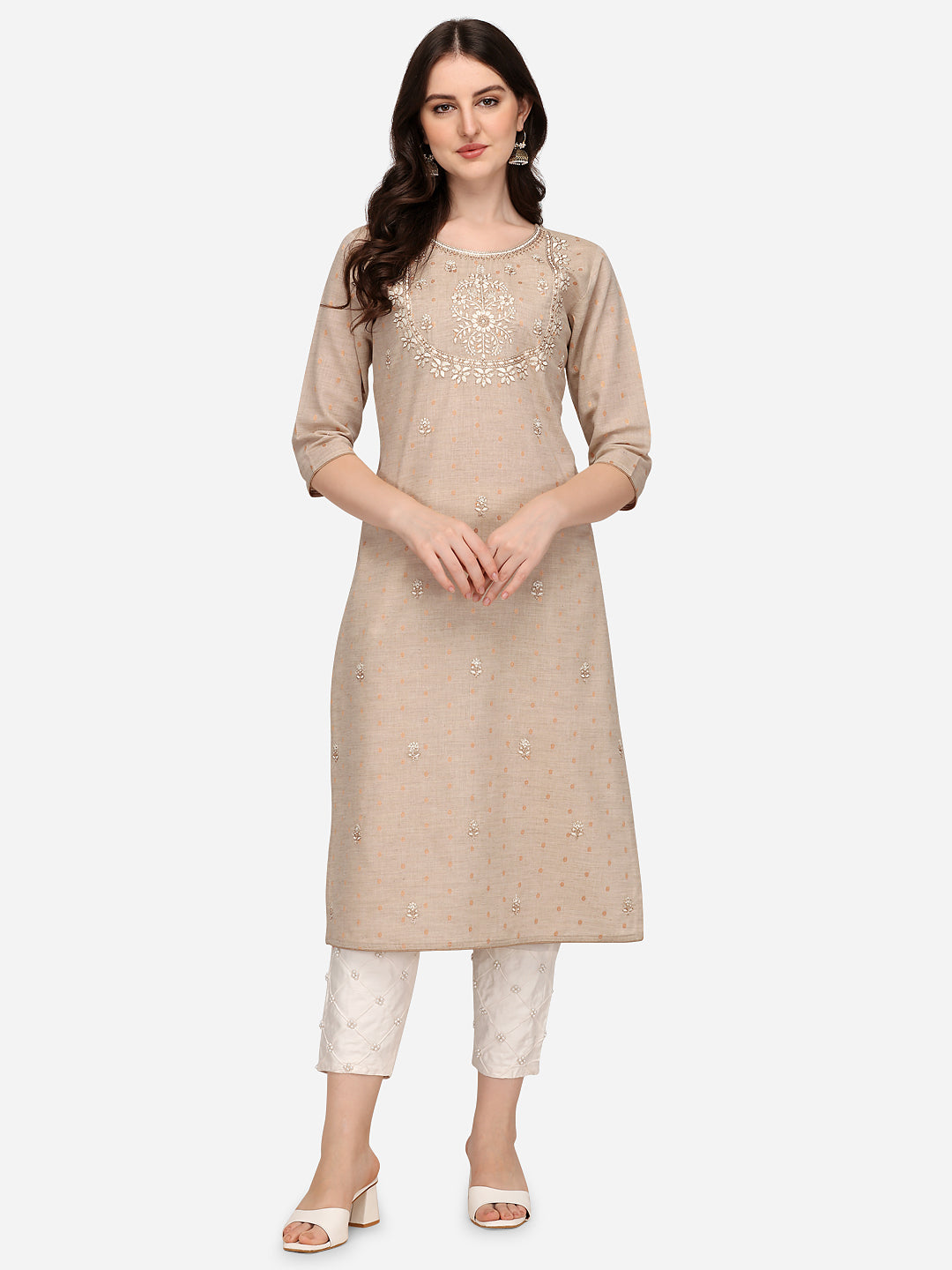 Embroidered Kurta With Pant & Dupatta Set, Multicolor - Hiral Fashion