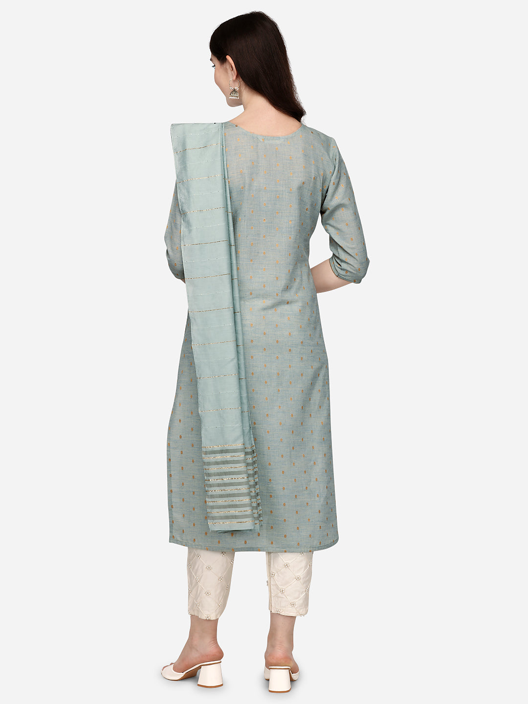 Embroidered Kurta With Pant & Dupatta Set, Multicolor - Hiral Fashion