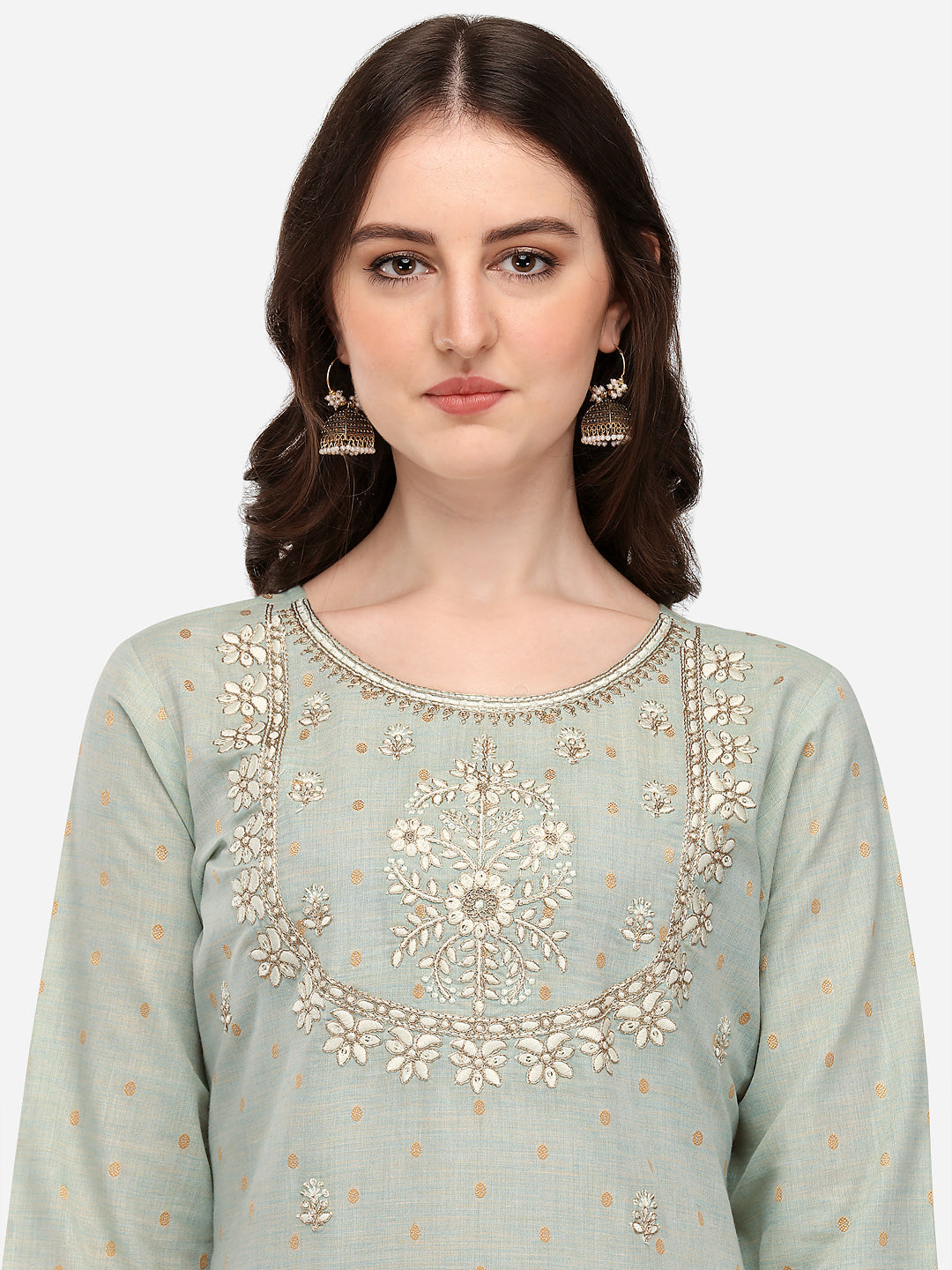 Embroidered Kurta With Pant & Dupatta Set, Multicolor - Hiral Fashion