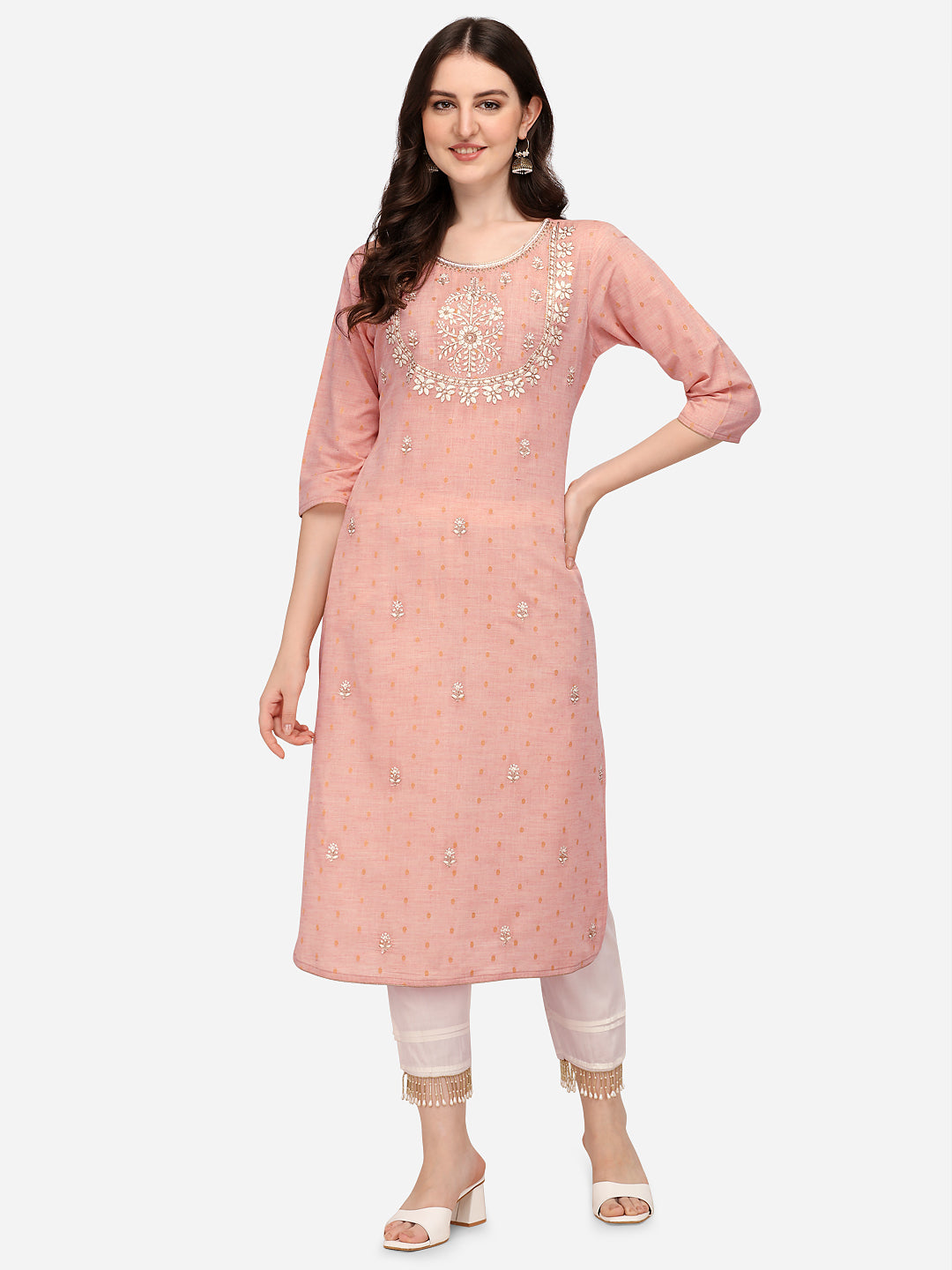 Embroidered Kurta With Pant & Dupatta Set, Multicolor - Hiral Fashion