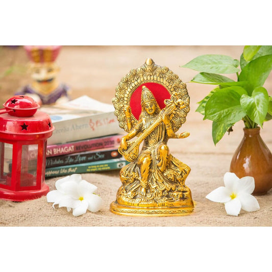 Articia Metal Goddess Saraswati Idol - Grab2buy