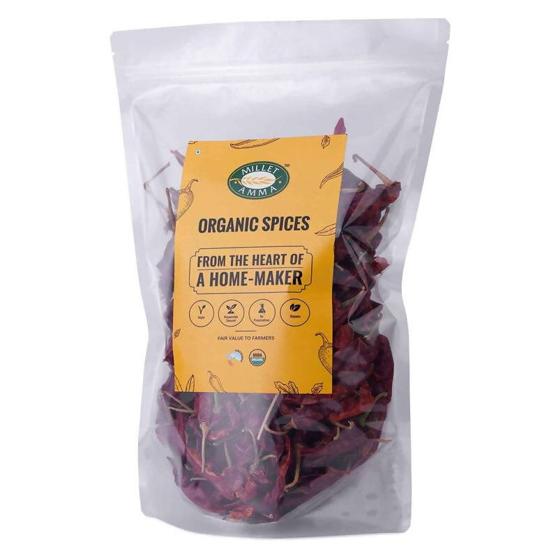 Millet Amma Organic Guntur Red Chilli Whole 250 gm