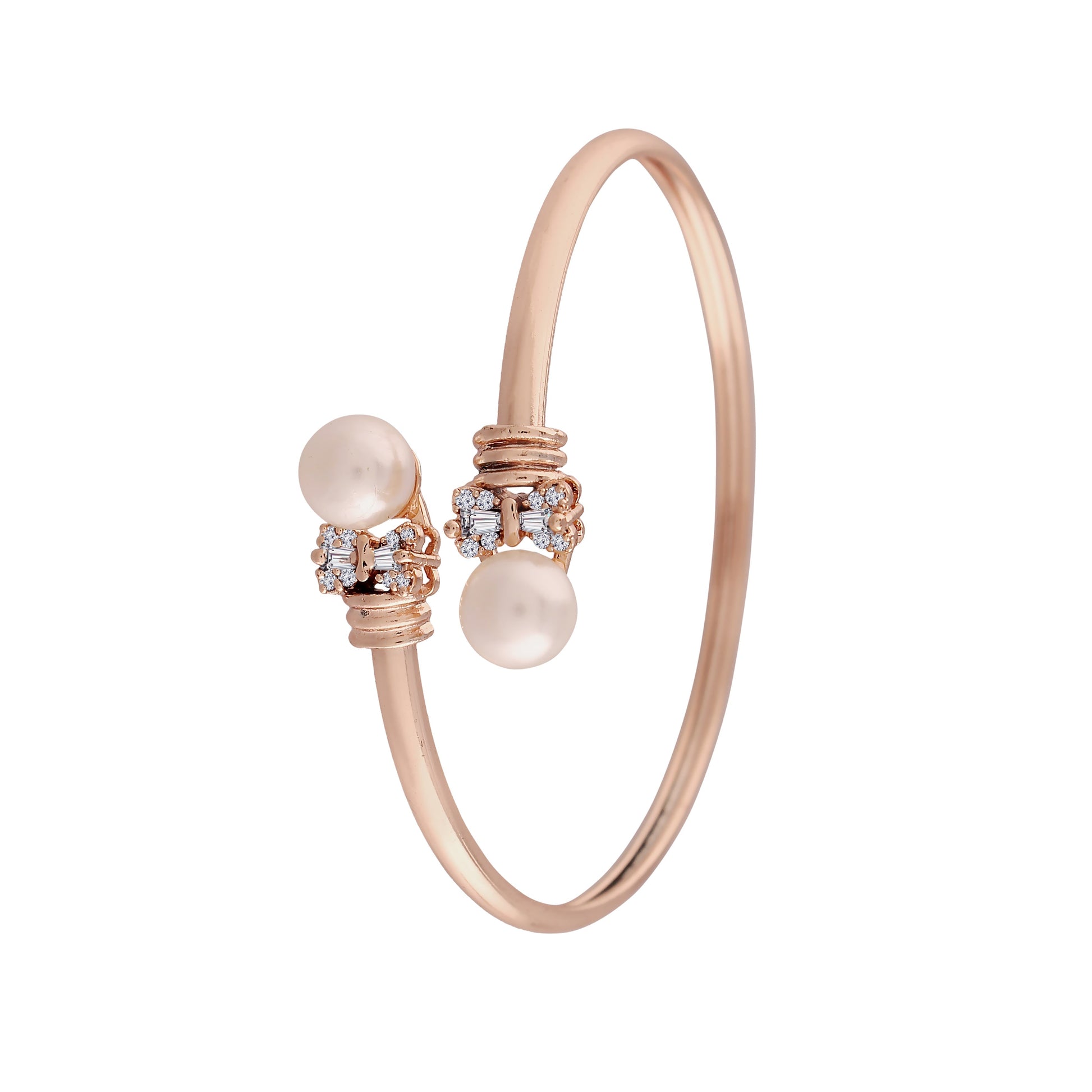 Stylish Rose Gold-Polished Cubic Zirconia American Diamond Adjustable Bracelet For Women & Girls - Wahe Jewels - Swadesiicart