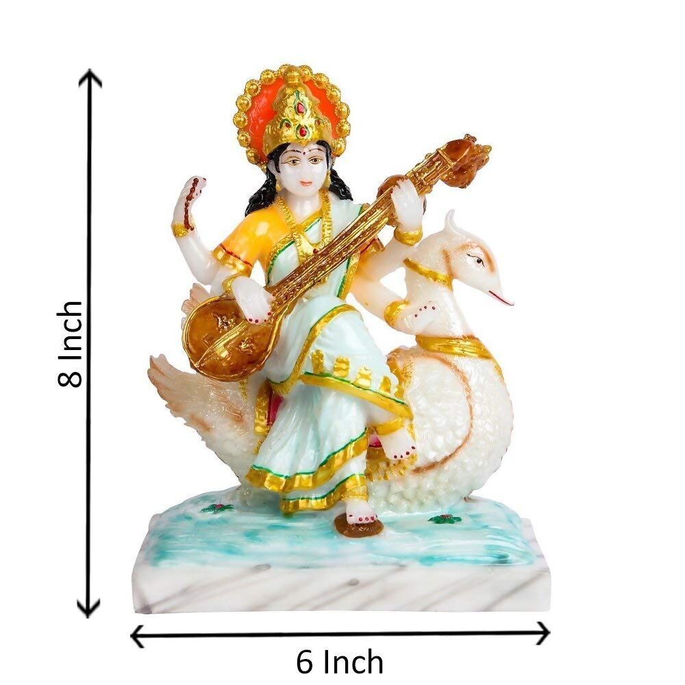 Divine Gifts Marble Dust Goddess Saraswati Idol - Grab2buy