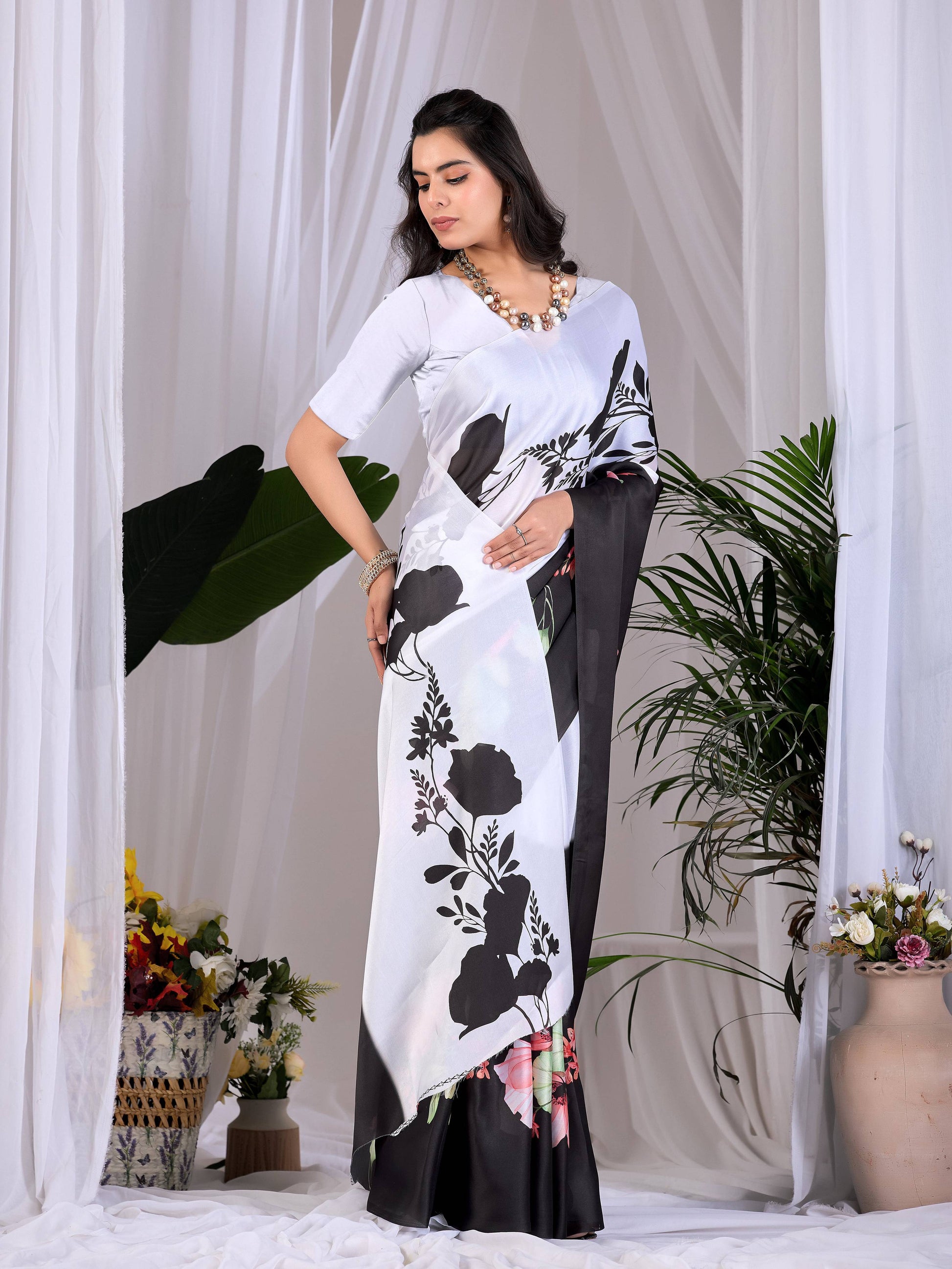 Aastha Fashion Multi Soft Satin Georgette Printed Saree