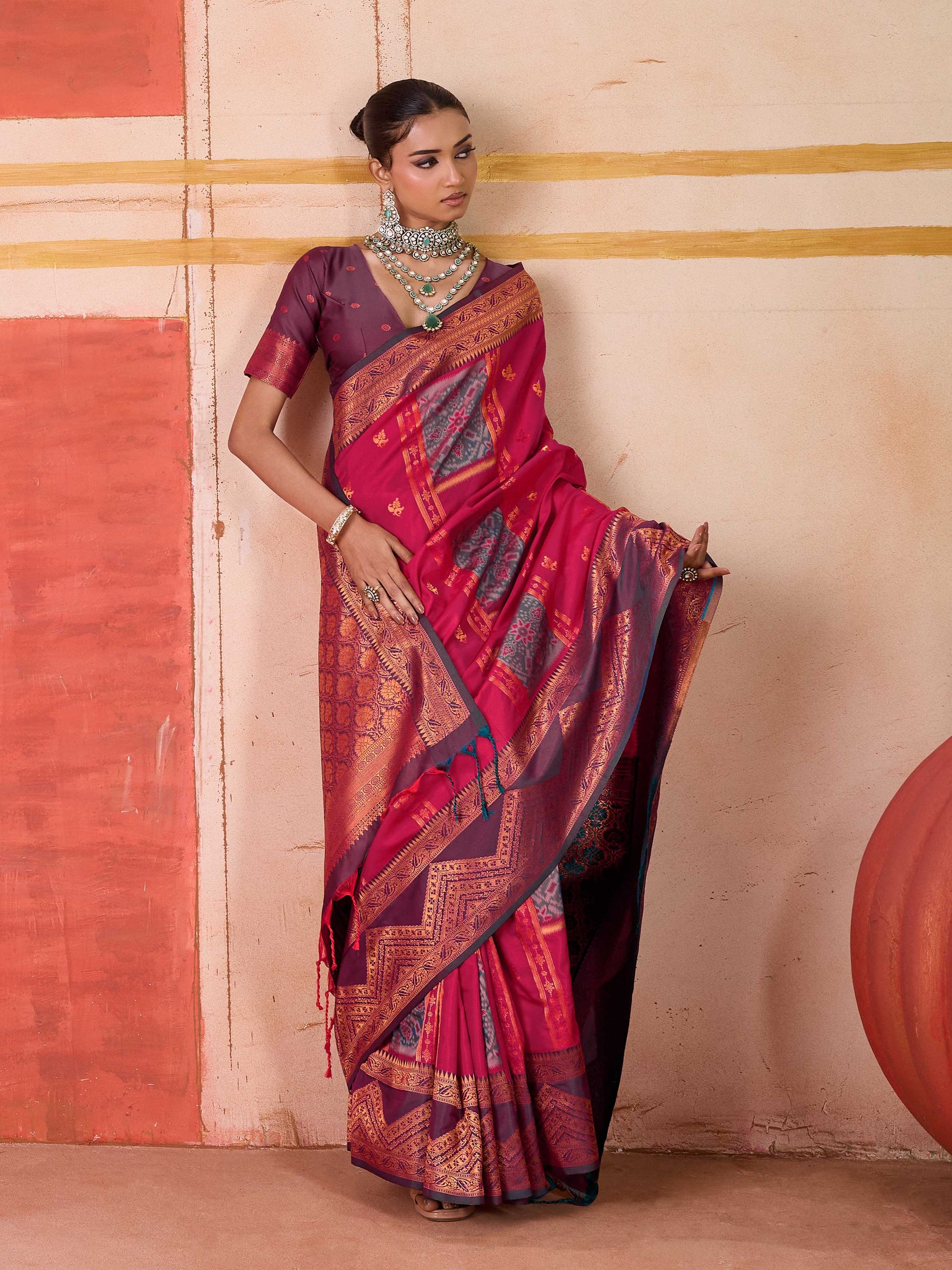 Aastha Fashion Rani Pure Silk Handloom Weaving Saree