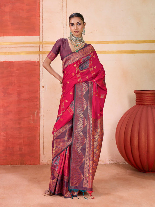 Aastha Fashion Rani Pure Silk Handloom Weaving Saree