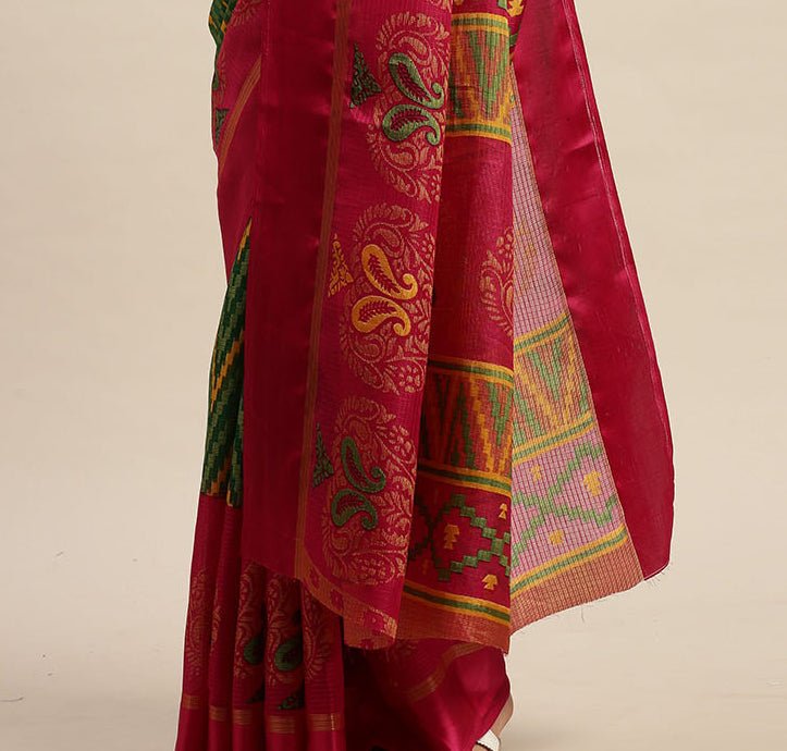 Aastha Fashion Women's Green Zari Woven Kota Silk Saree with Blouse - Grab2buy