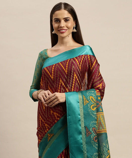 Aastha Fashion Women's Maroon Zari Woven Kota Silk Saree with Blouse - Grab2buy