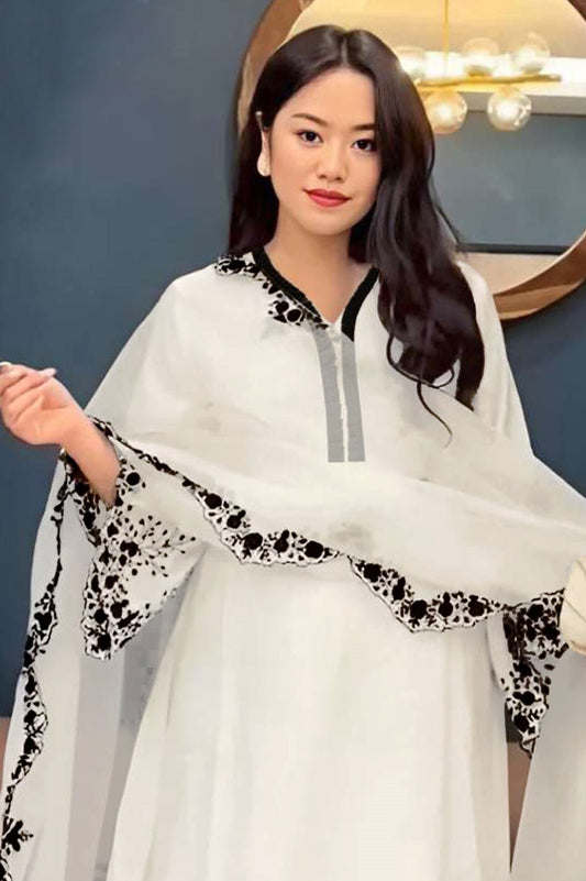 Aastha Fashion White Faux Georgette Glamorous Festival Wear Pakistani Suit