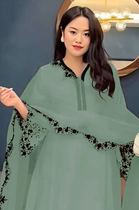 Aastha Fashion Light Green Faux Georgette Glamorous Festival Wear Pakistani Suit