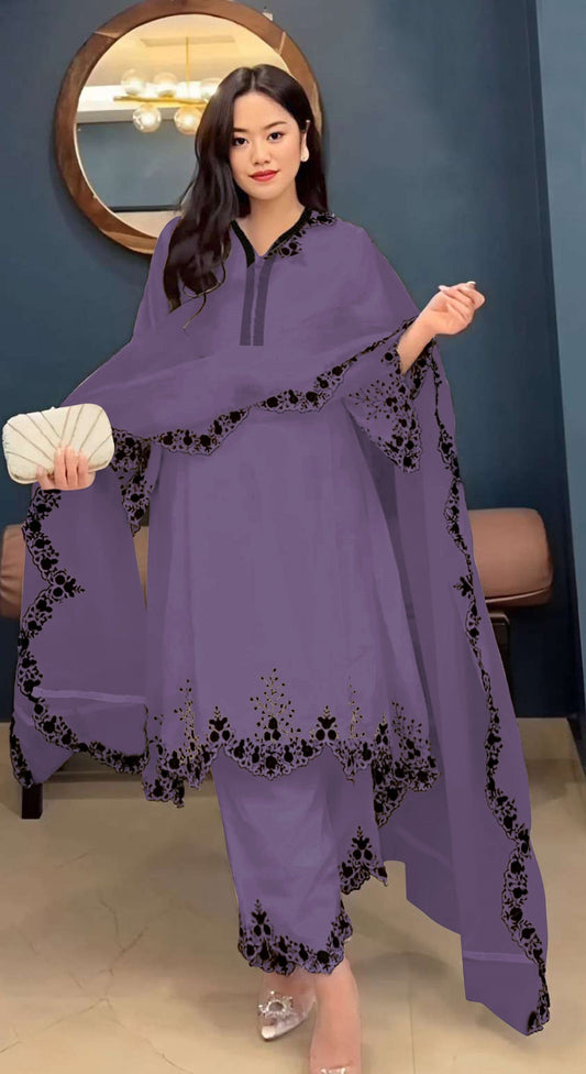Aastha Fashion Purple Faux Georgette Glamorous Festival Wear Pakistani Suit