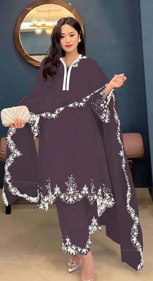 Aastha Fashion Wine Faux Georgette Glamorous Festival Wear Pakistani Suit