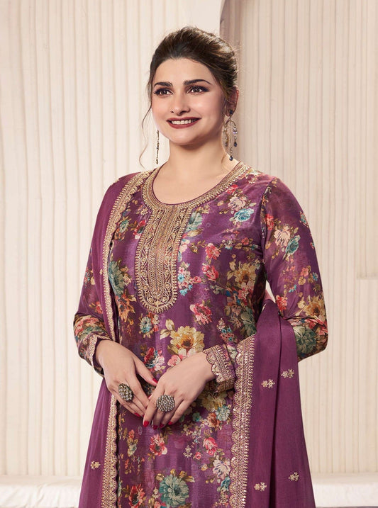 Aastha Fashion Wine Chinon Glamorous Festival Wear Pakistani Suit