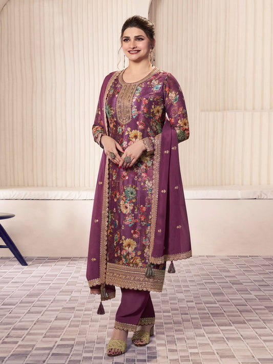 Aastha Fashion Wine Chinon Glamorous Festival Wear Pakistani Suit
