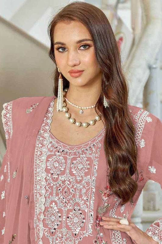 Aastha Fashion Orange Faux Georgette Glamorous Festival Wear Pakistani Suit