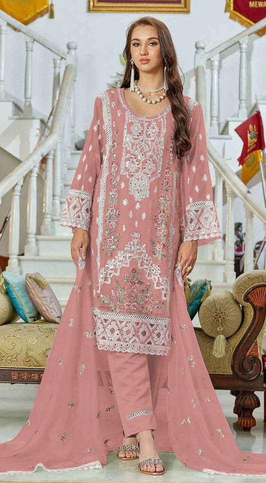 Aastha Fashion Orange Faux Georgette Glamorous Festival Wear Pakistani Suit