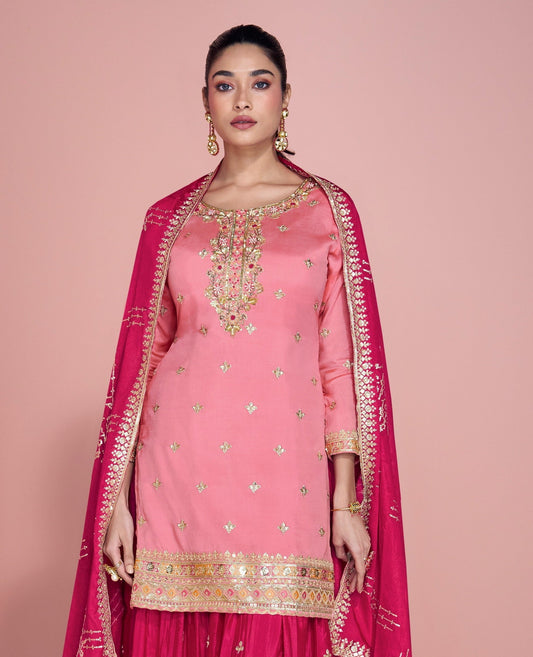 Aastha Fashion Pink Chinon Glamorous Festival Wear Pakistani Suit