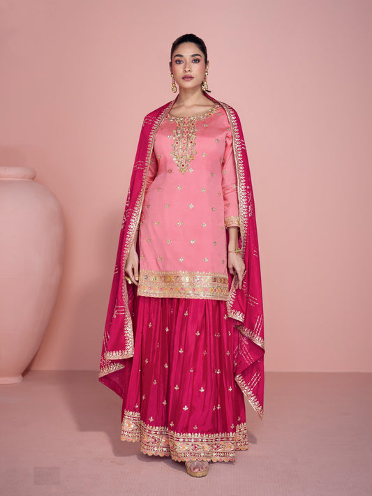 Aastha Fashion Pink Chinon Glamorous Festival Wear Pakistani Suit