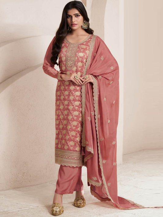 Aastha Fashion Orange Jacquard Glamorous Festival Wear Pakistani Suit