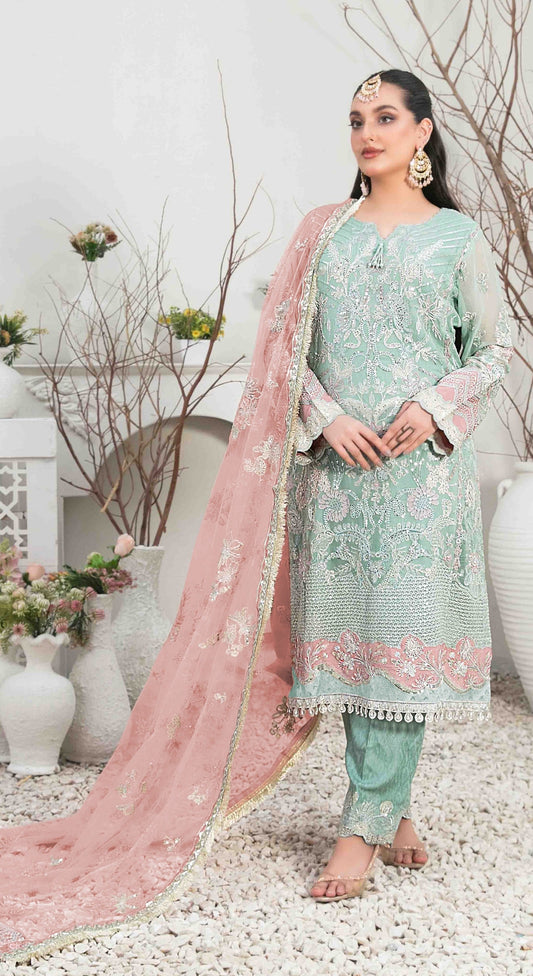 Aastha Fashion Sky Organza Glamorous Festival Wear Pakistani Suit