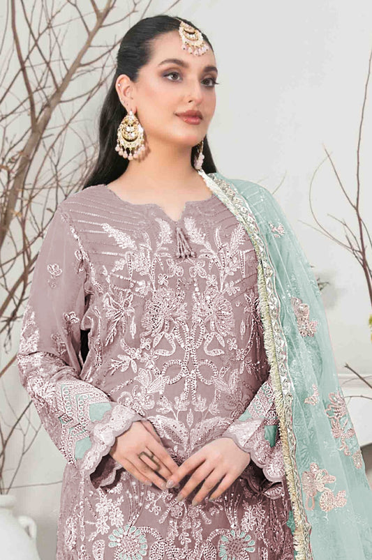 Aastha Fashion Mauve Organza Glamorous Festival Wear Pakistani Suit