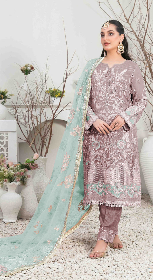 Aastha Fashion Mauve Organza Glamorous Festival Wear Pakistani Suit
