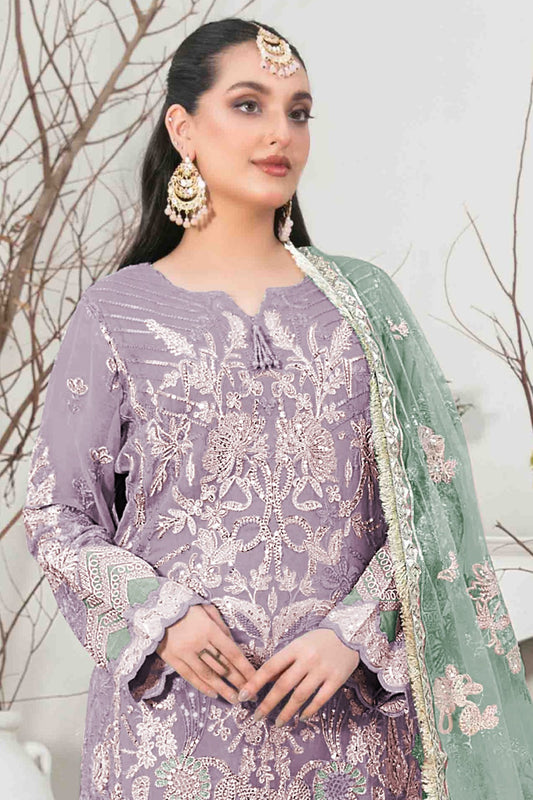 Aastha Fashion Purple Organza Glamorous Festival Wear Pakistani Suit