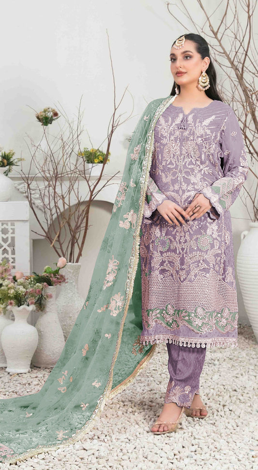 Aastha Fashion Purple Organza Glamorous Festival Wear Pakistani Suit
