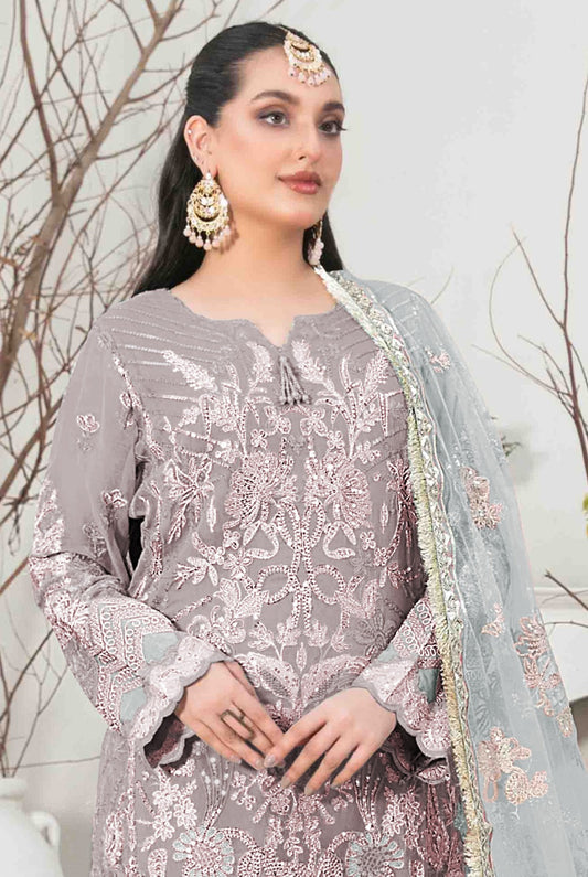 Aastha Fashion Grey Organza Glamorous Festival Wear Pakistani Suit