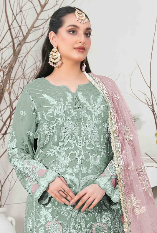 Aastha Fashion Green Organza Glamorous Festival Wear Pakistani Suit