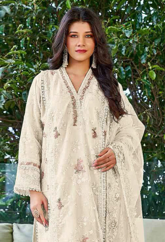 Aastha Fashion White Organza Glamorous Festival Wear Pakistani Suit