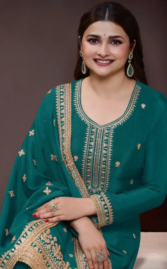 Aastha Fashion Aqua Green Chinon Glamorous Festival Wear Pakistani Suit