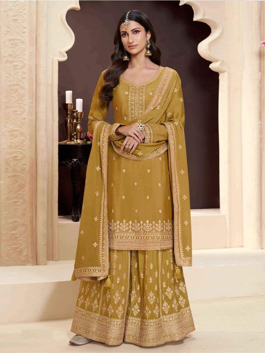 Aastha Fashion Yellow Chinon Glamorous Festival Wear Pakistani Suit
