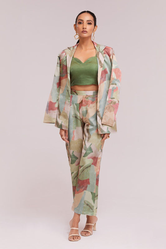 Aastha Fashion Multicolor(Blouse Color-Green) Modal Satin(Blouse Available) Heavy Designer Party Wear Co-Ord Set