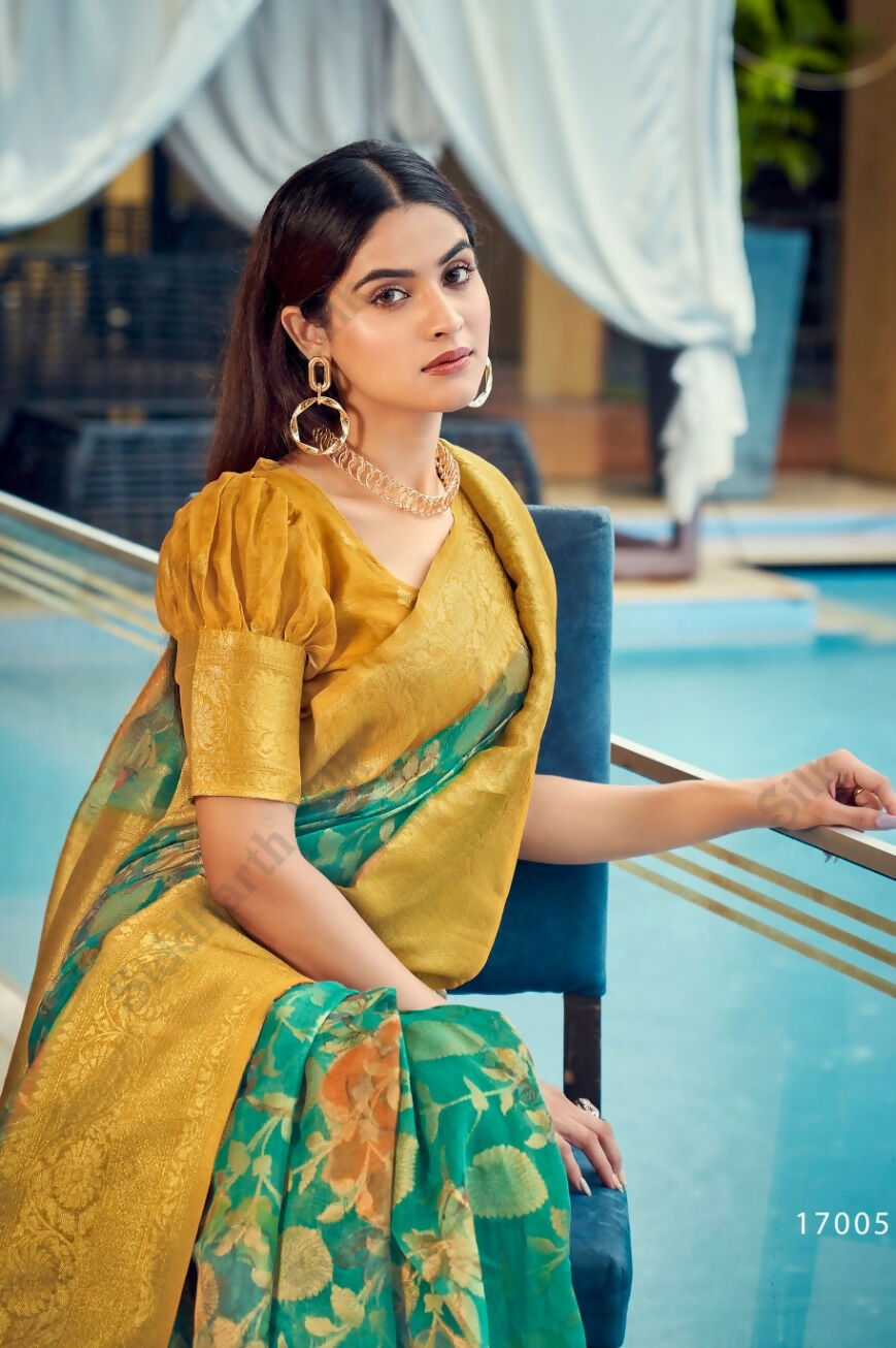 Exclusive Collection Wedding Green Golden Collection Banarasi Silk Grab2Buy With Rich Pallu 