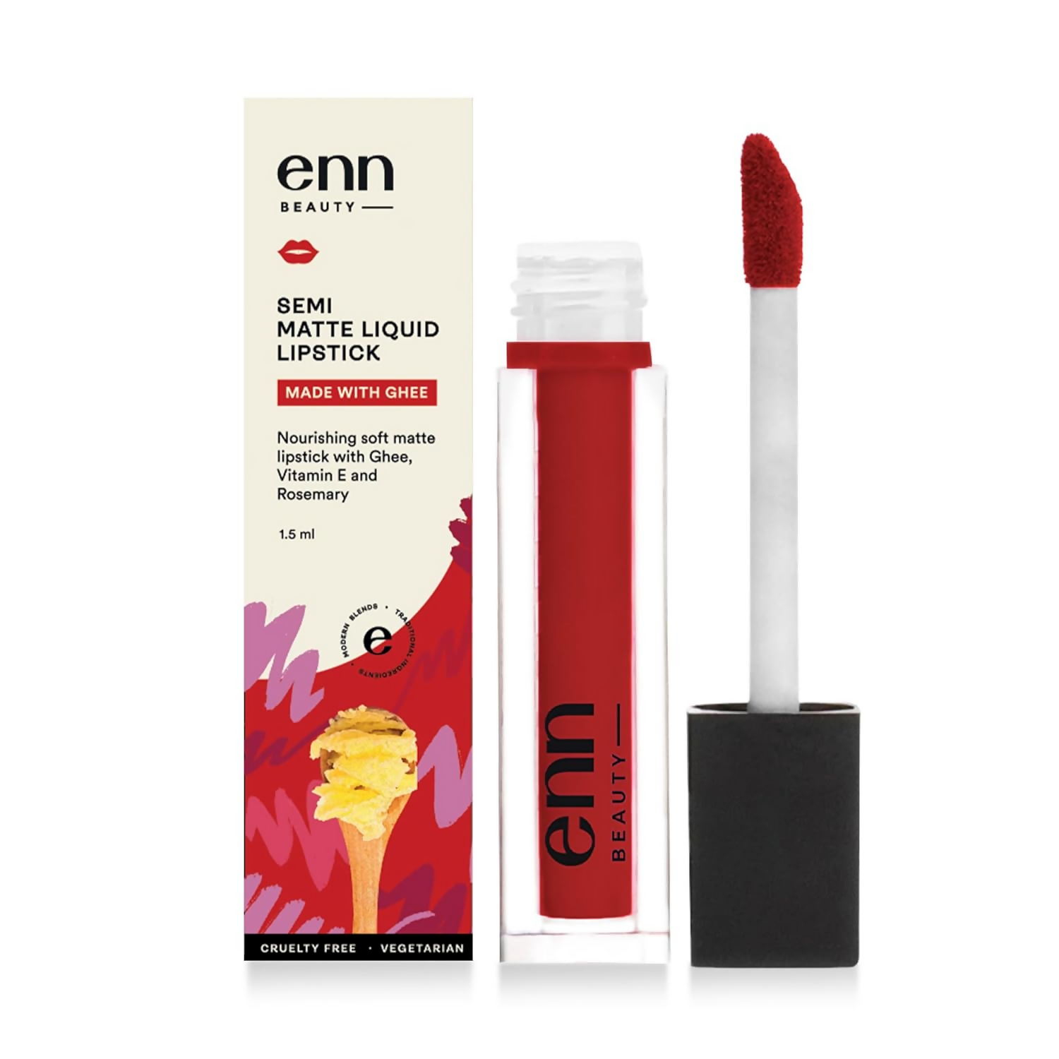 Enn Semi Matte Red Liquid Lipstick - Sangria Red 