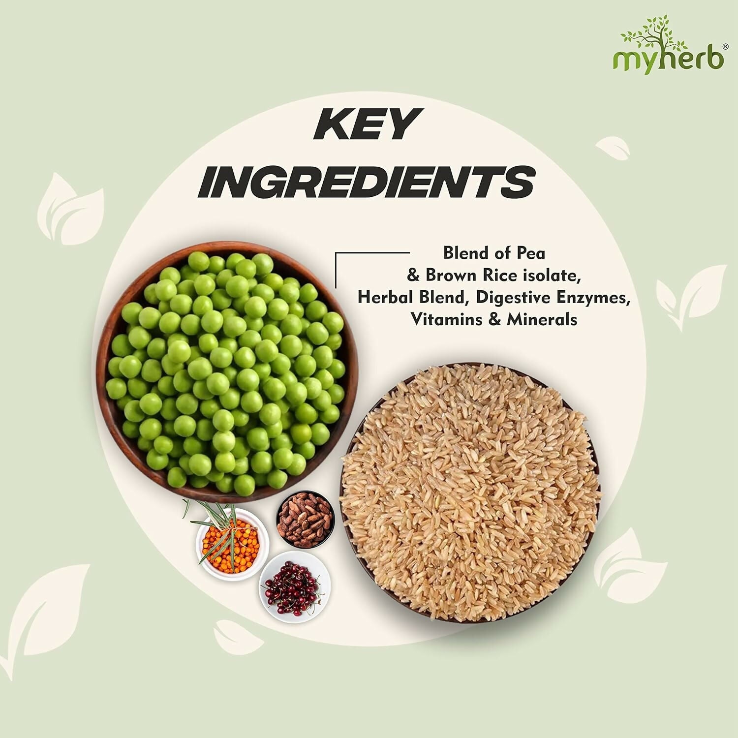 Myherb Plant Protein Powder, Pea And Brown Rice Protein Powder - Chocolate Flavour 