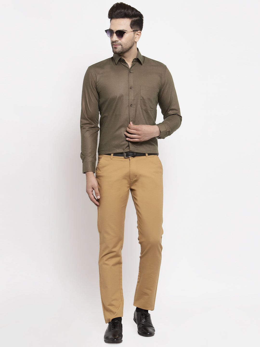Jainish Men's Cotton Solid Dark Brown Formal Shirt's ( SF 361Dark-Brown )
